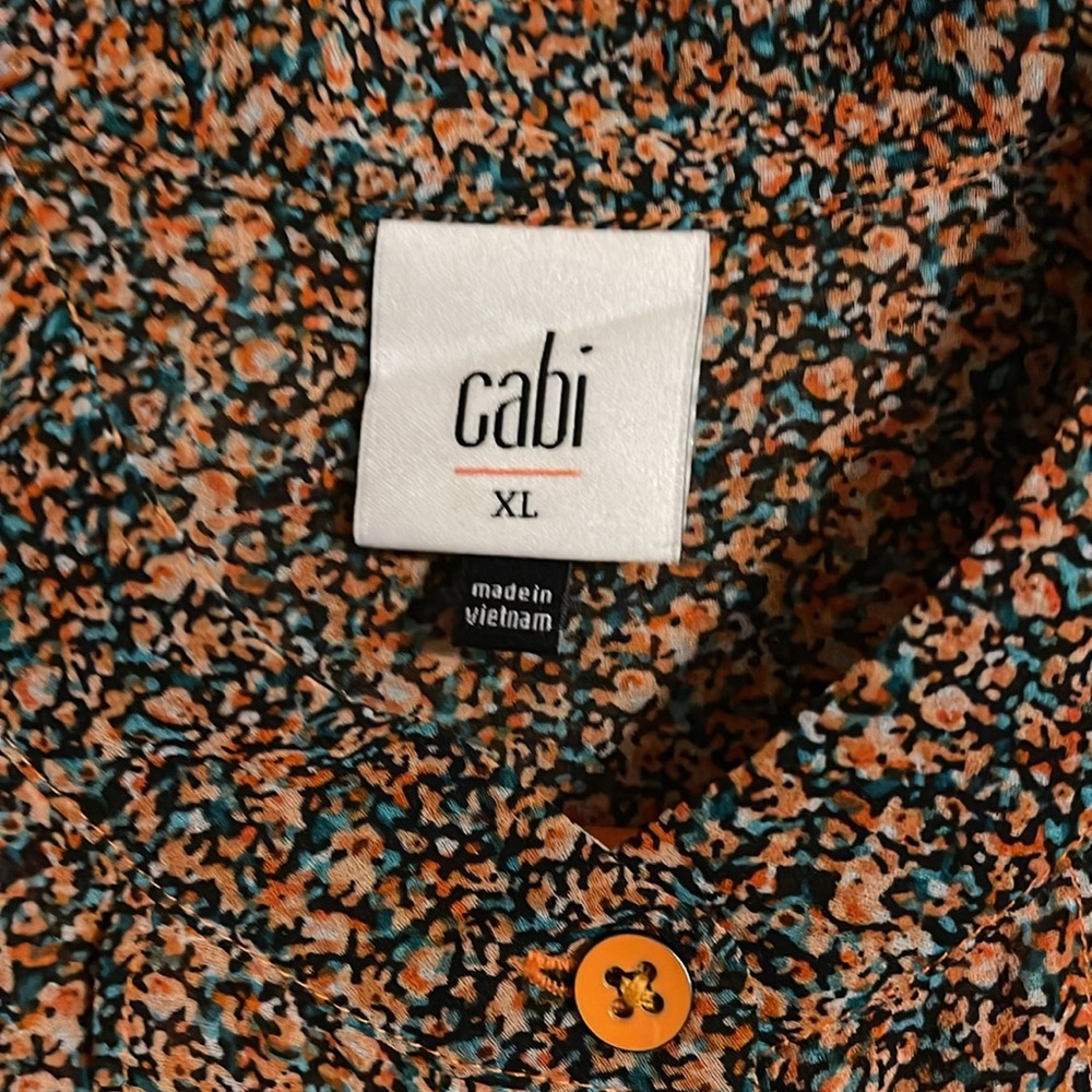 CAbi Sleeveless Multicolor Textured Shell - Black, Brown, Orange - Picture 4 of 7